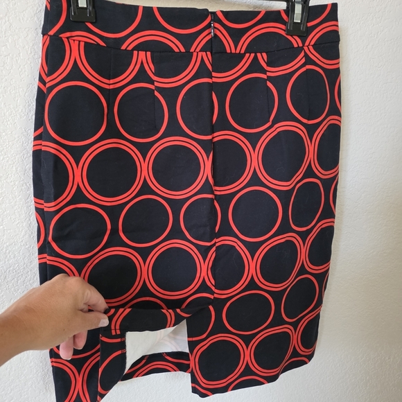 Banana Republic Black and Red Pencil Cotton Blend Skirt Knee-Length Size 2 - Picture 3 of 10